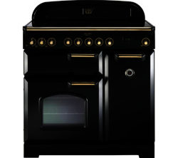 RANGEMASTER  Classic Deluxe 90 Electric Induction Range Cooker - Black & Brass